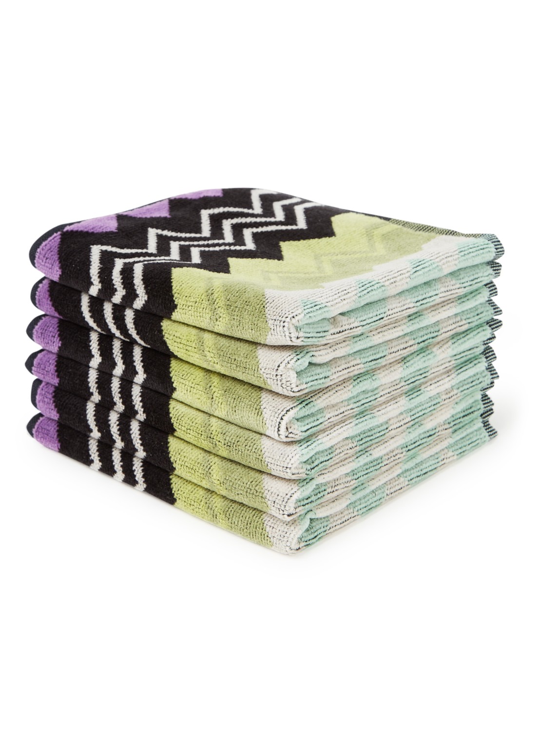 Missoni Giacomo gastendoek - 30 x 30 cm set van 6 in geschenkverpakking - voorkant lichtgroen