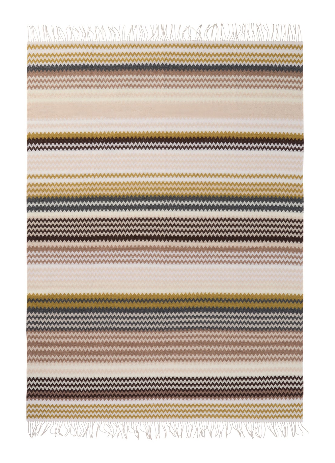 Missoni Humbert plaid in wolblend 130 x 190 cm - voorkant 2 bruin