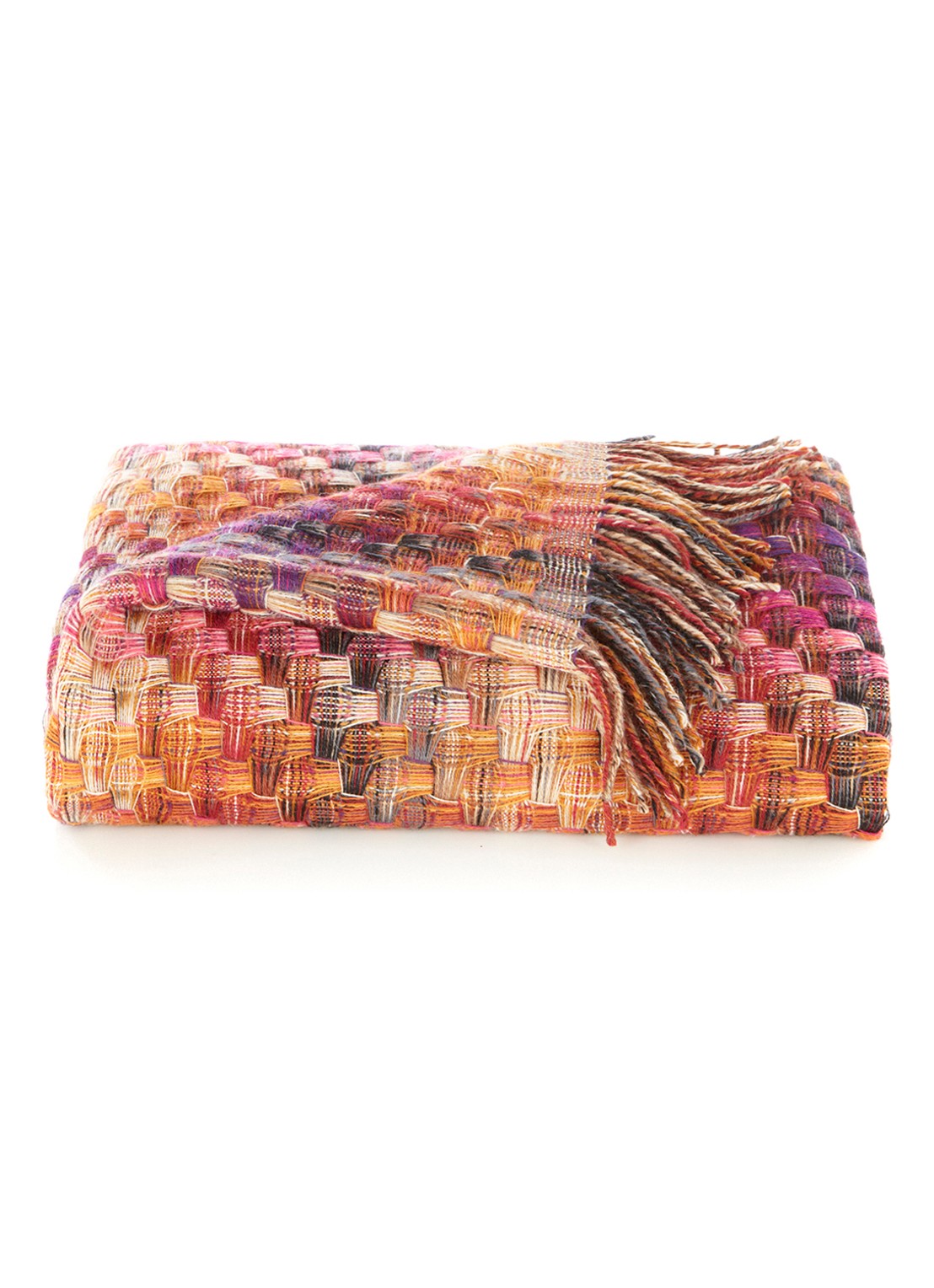 Missoni Husky plaid van wol  - voorkant oranjerood