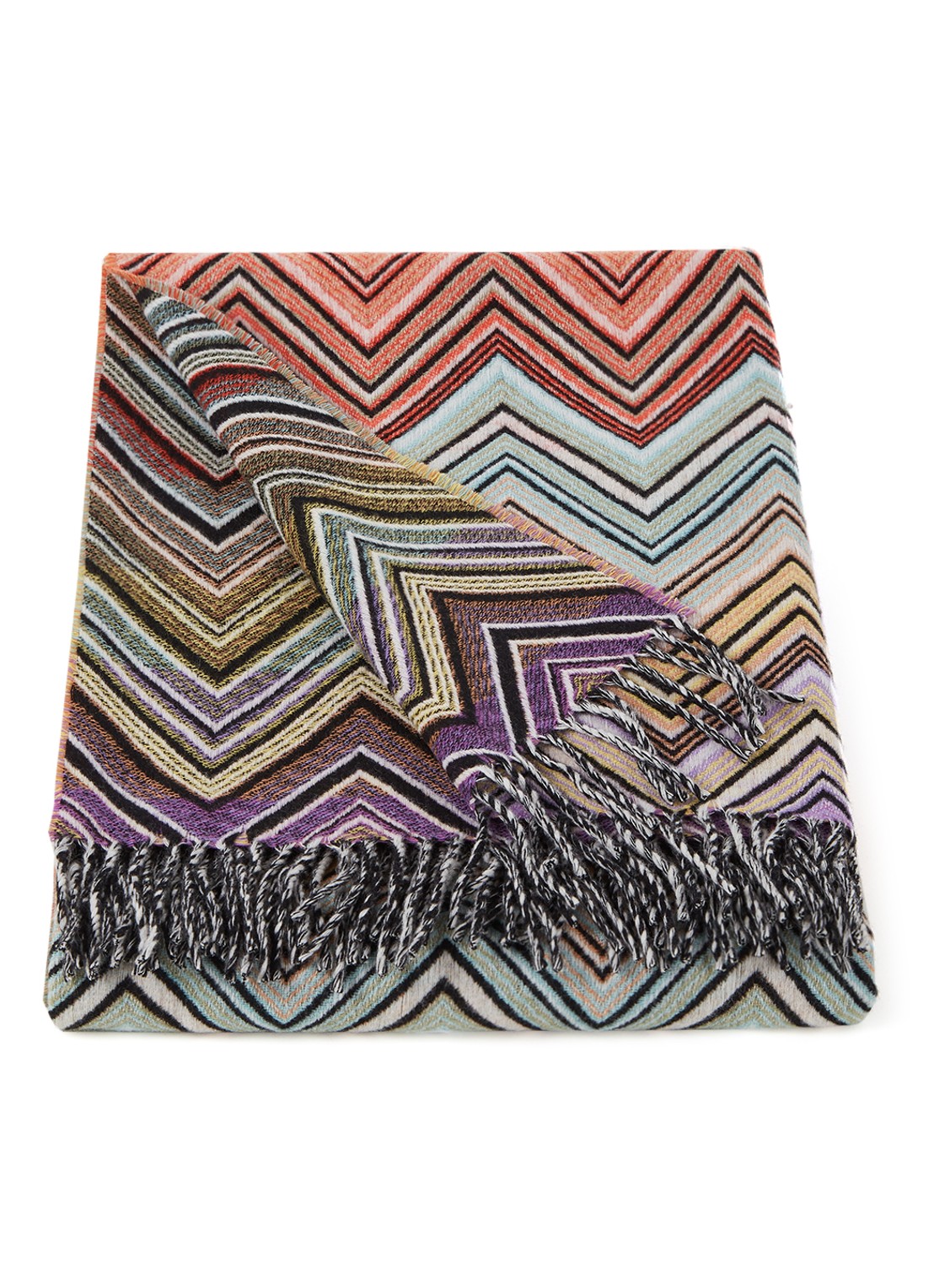 Missoni Perseo plaid van wol 130 x 190 cm - voorkant orange
