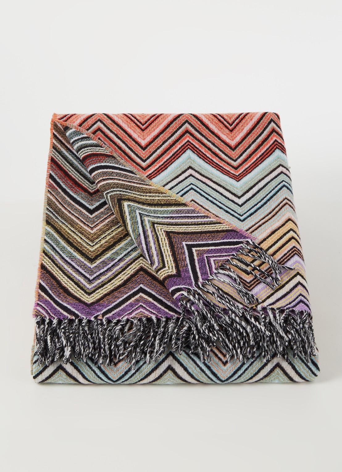 Missoni Perseo plaid van wol 130 x 190 cm - voorkant 2 orange