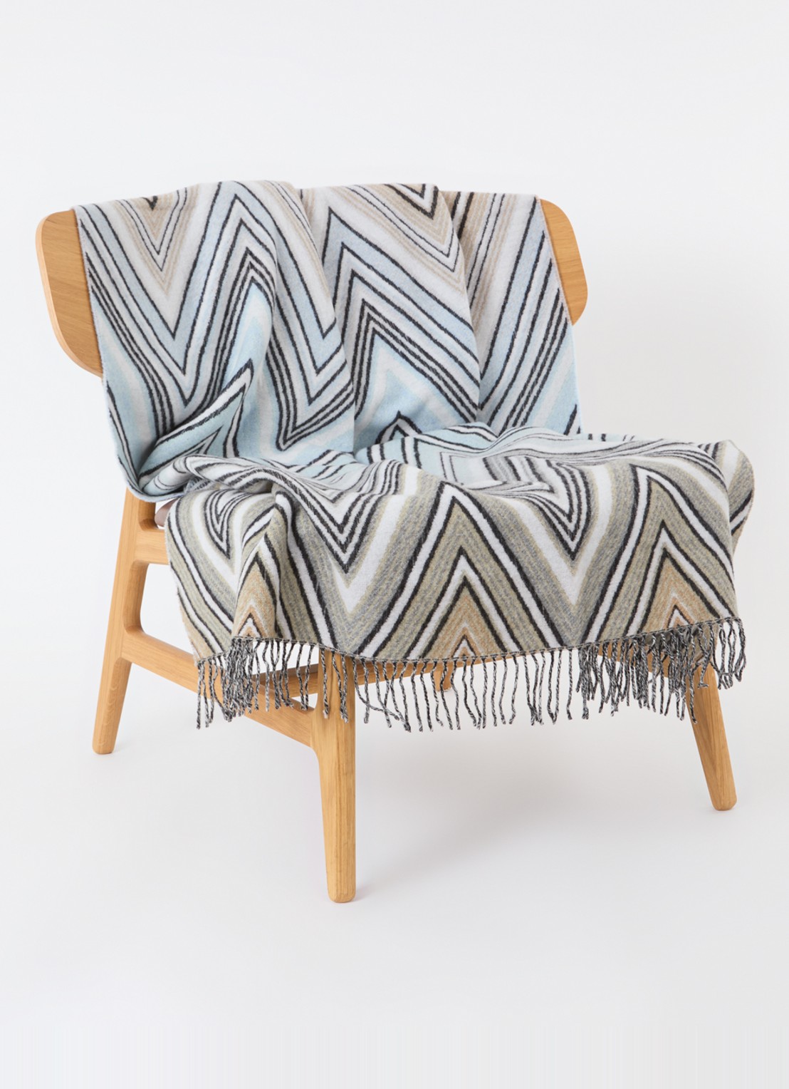 Missoni Plume plaid in wolblend 130 x 190 cm - voorkant 2 taupe