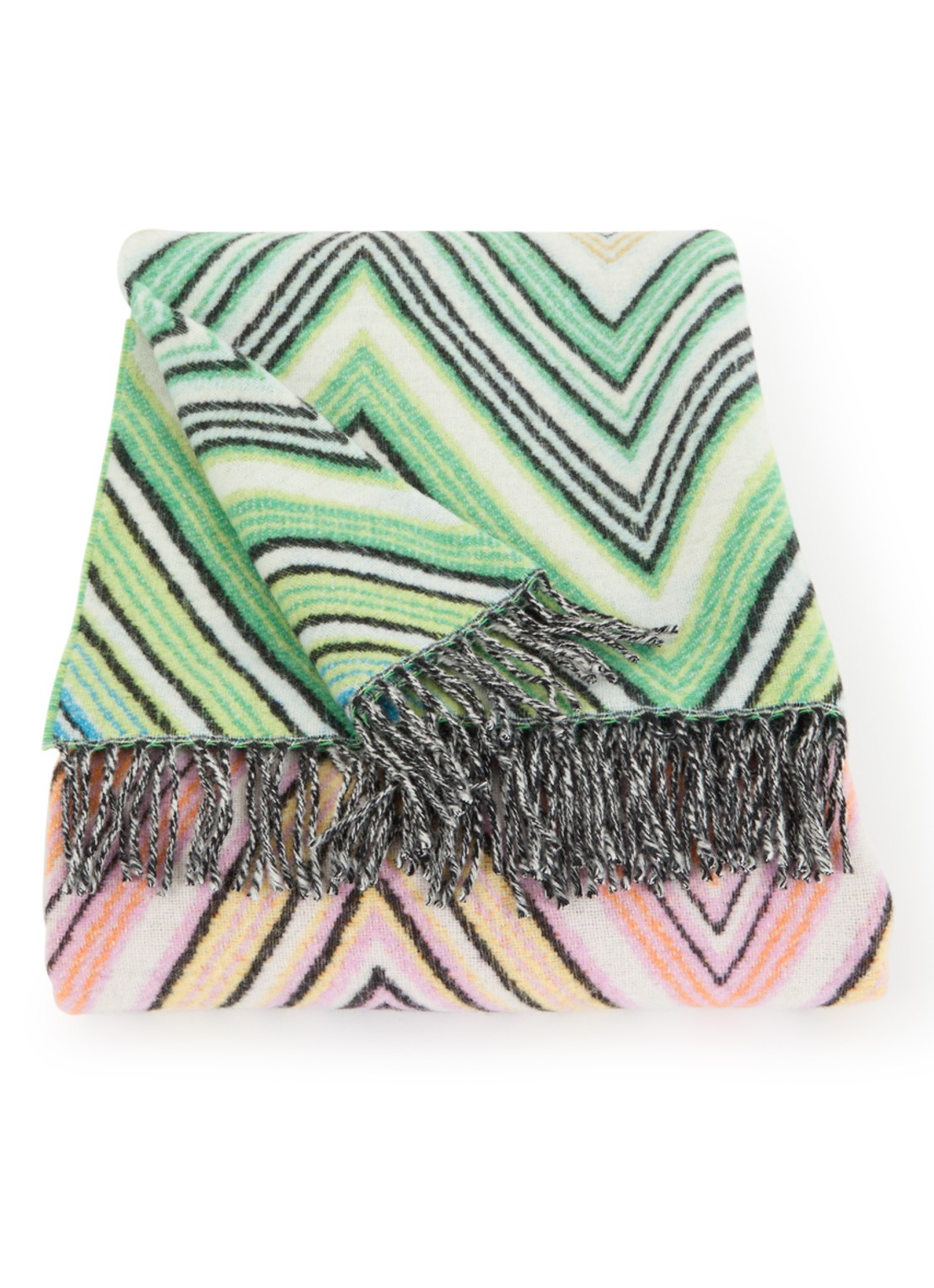 Missoni Plume plaid in wolblend 130 x 190 cm - voorkant 2 groen