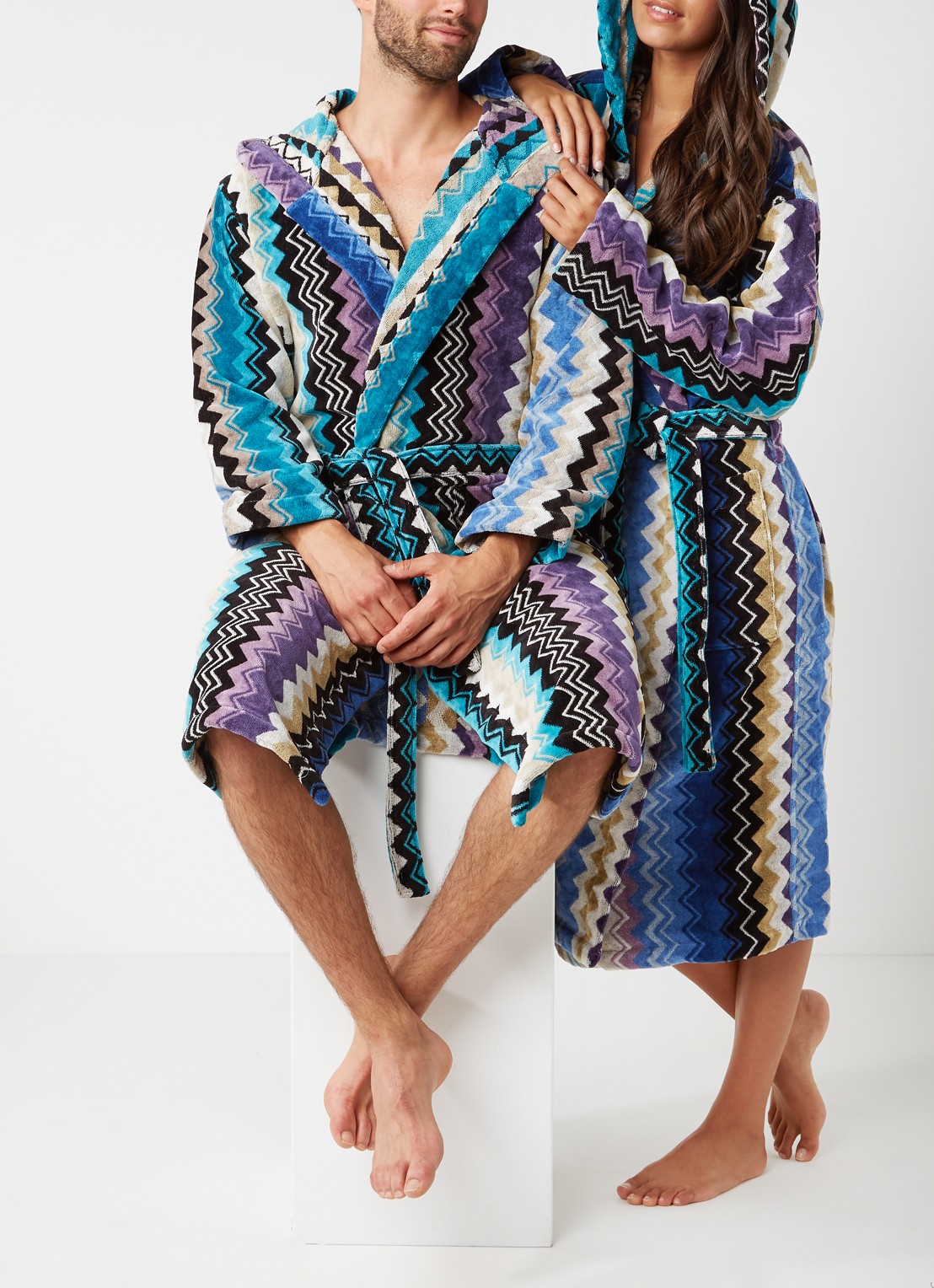 Missoni Stan badjas van katoen - unisex - voorkant 2 blauw