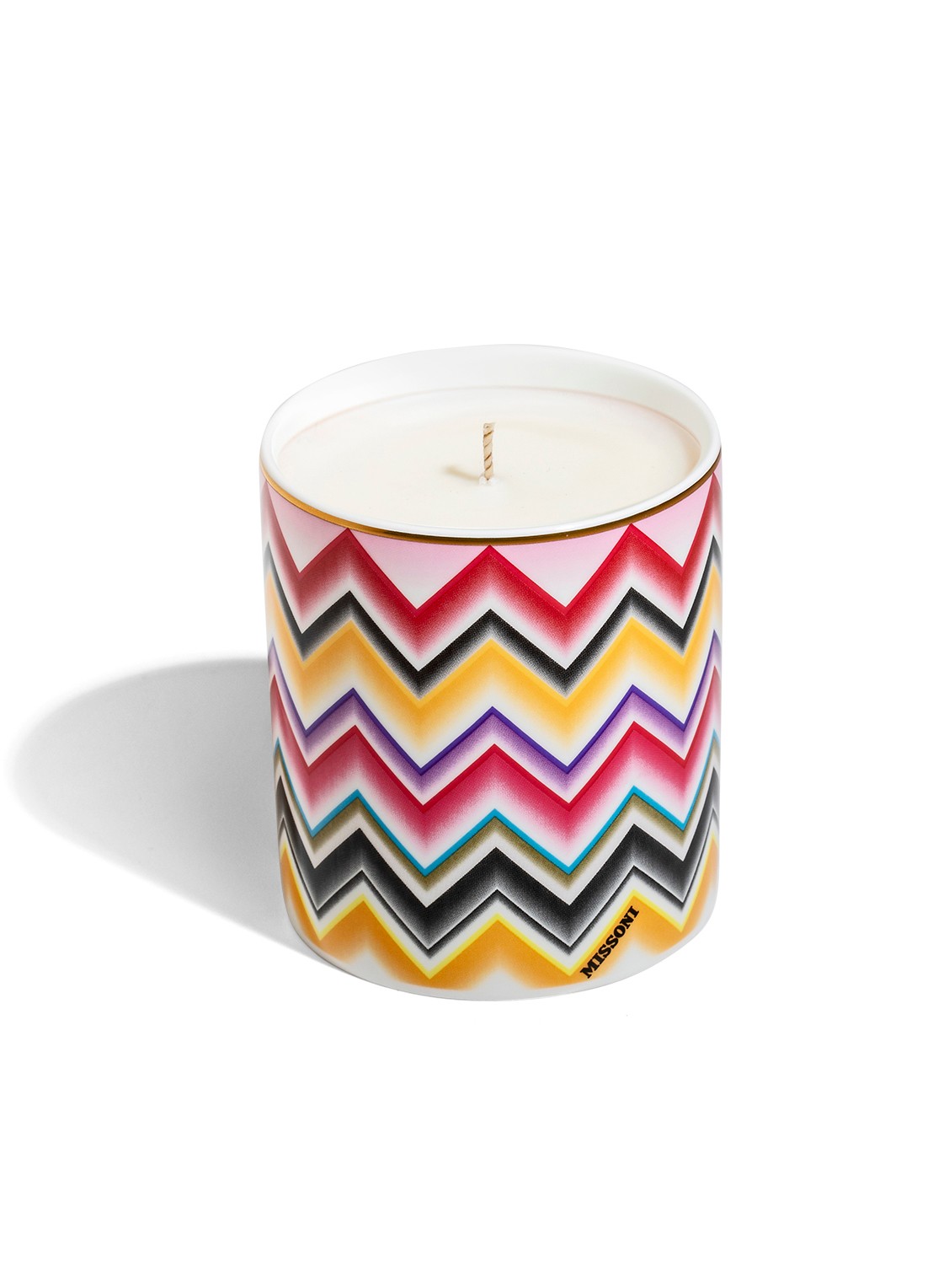 Missoni Vanuatu poef met streepdessin - voorkant roze