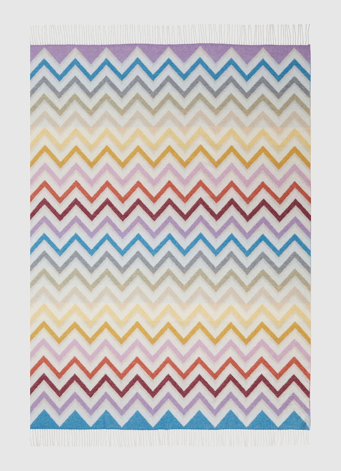 Missoni Watamu plaid in wolblend 130 x 190 cm - voorkant 2 gebroken wit