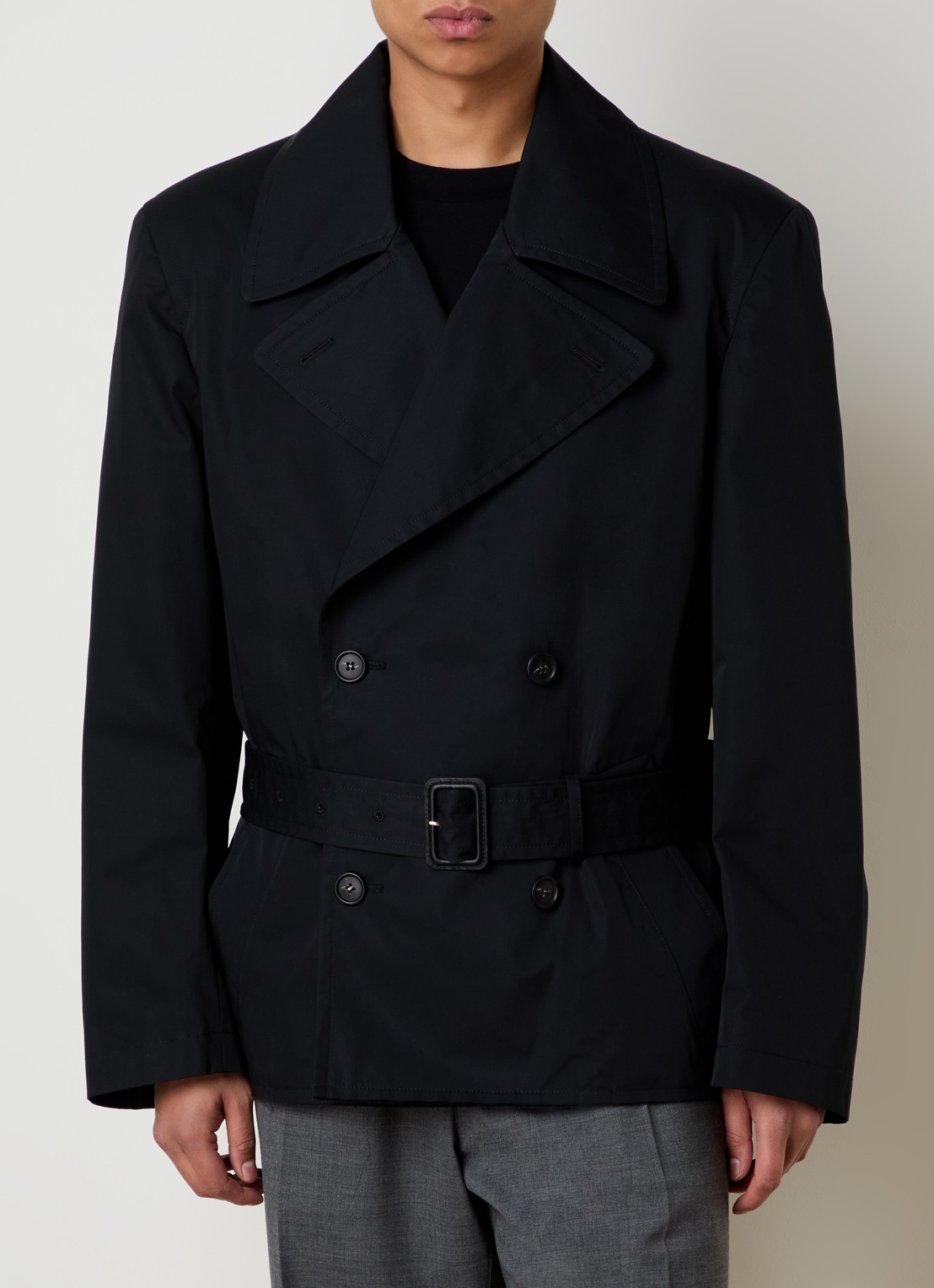 MM6 Double breasted trenchcoat met ceintuur - detail zwart