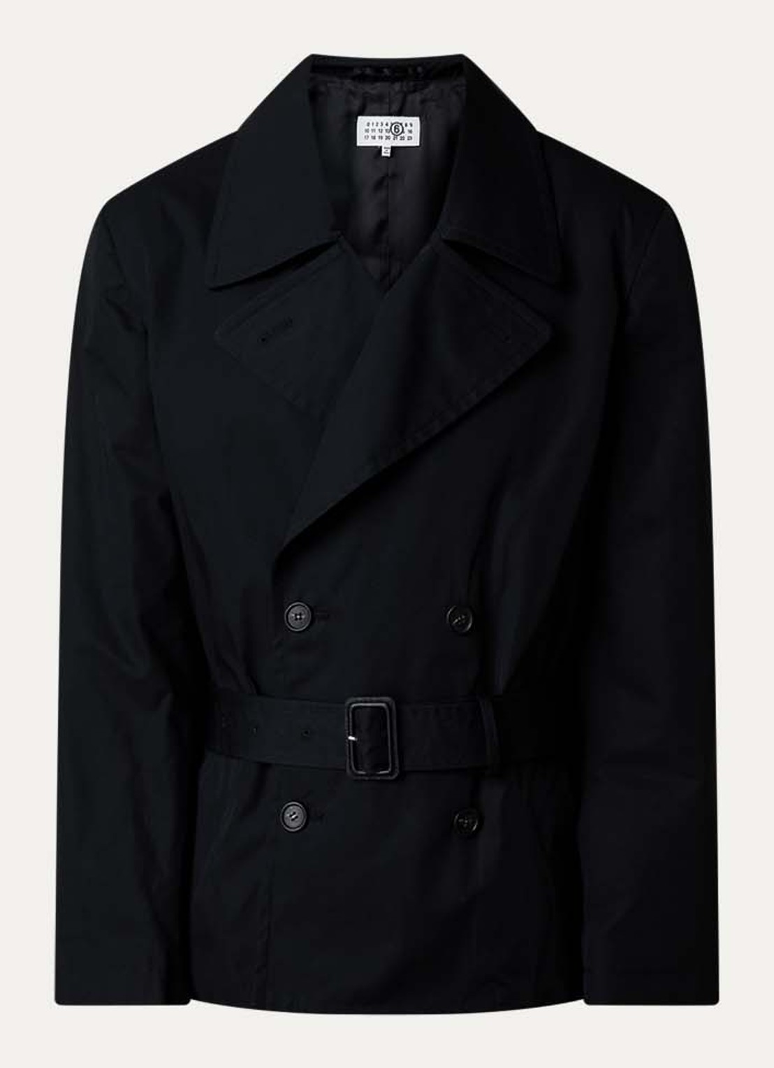 MM6 Double breasted trenchcoat met ceintuur - voorkant 4 zwart
