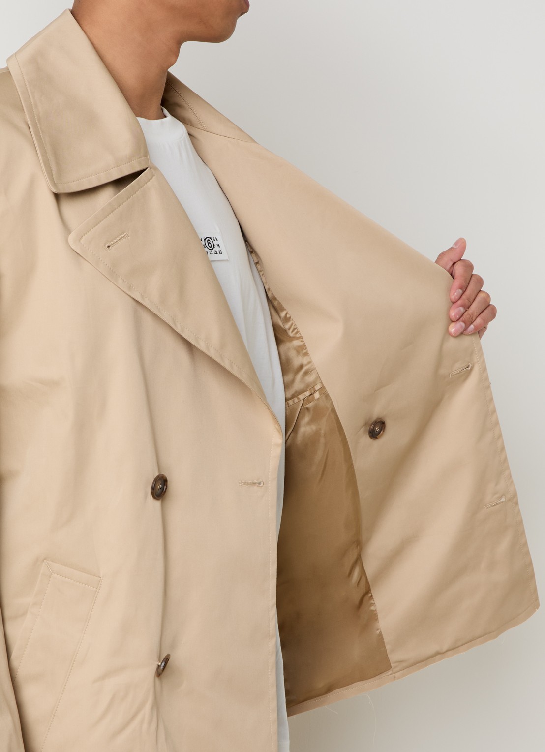 MM6 Double breasted trenchcoat met ceintuur - detail 5 beige