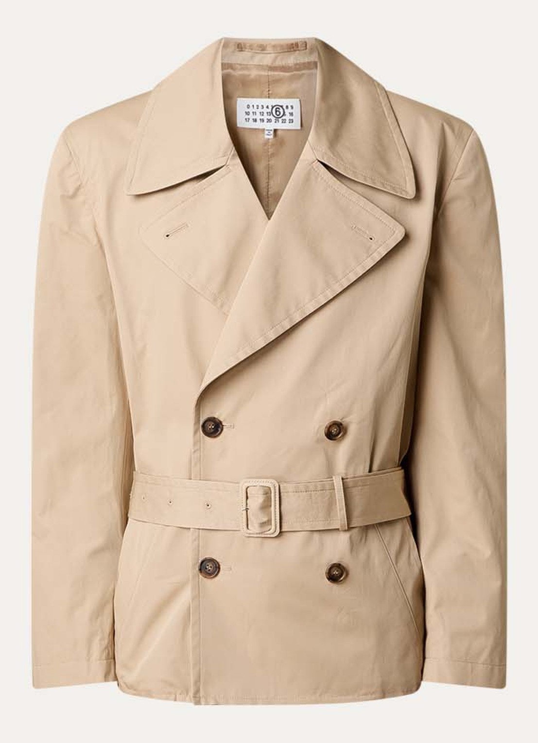 MM6 Double breasted trenchcoat met ceintuur - voorkant 2 beige