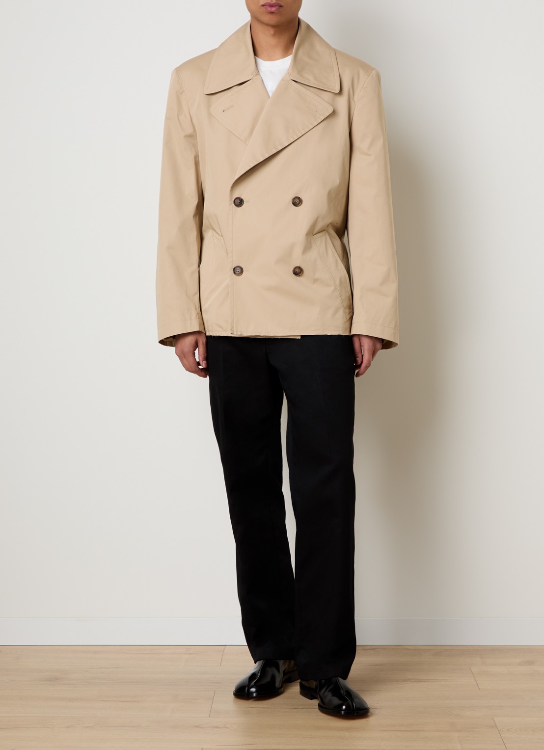 MM6 Double breasted trenchcoat met ceintuur - voorkant 3 beige