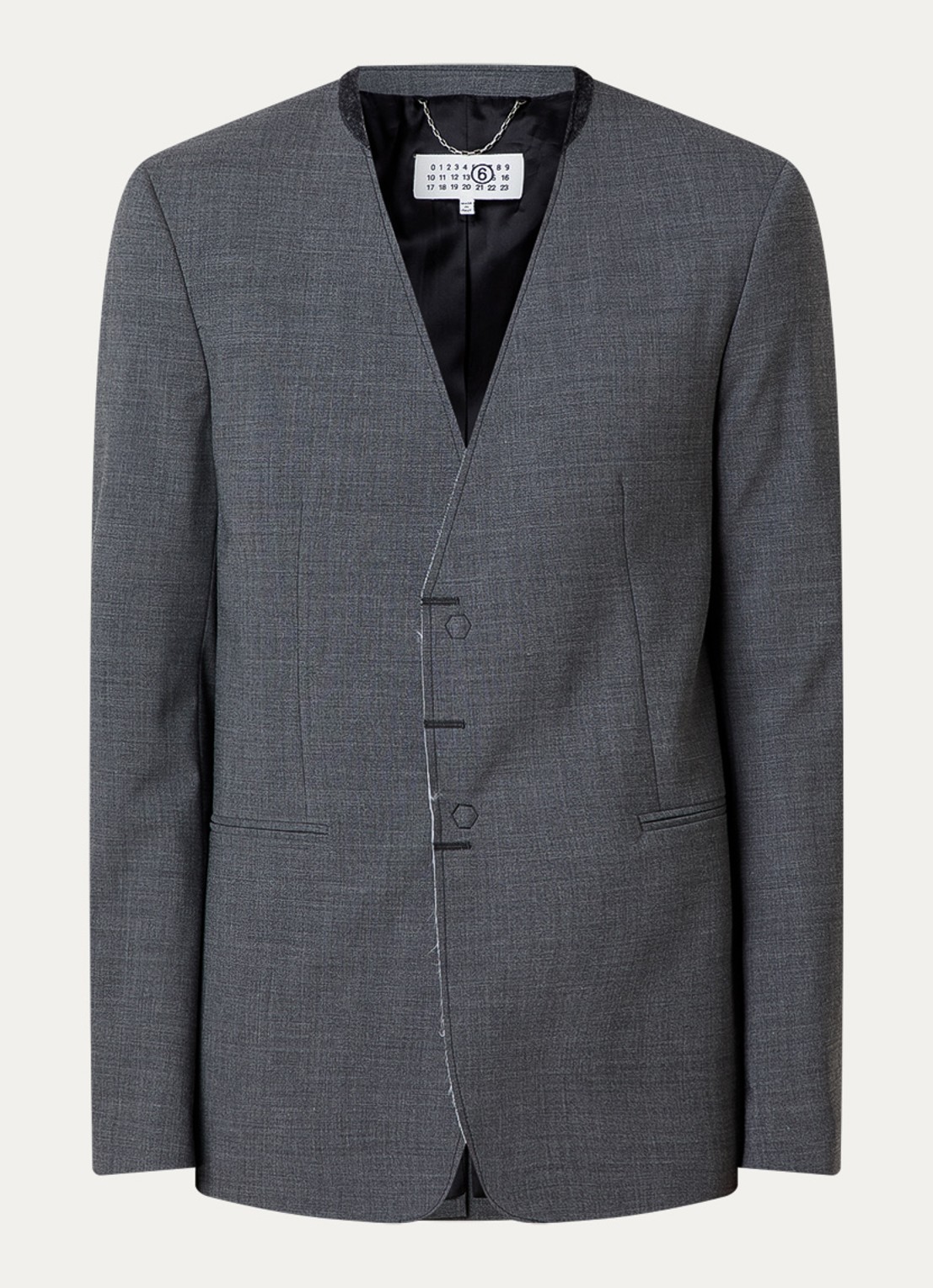 MM6 Regular fit colbert in scheerwolblend met paspelzakken - voorkant 4 donkergrijs