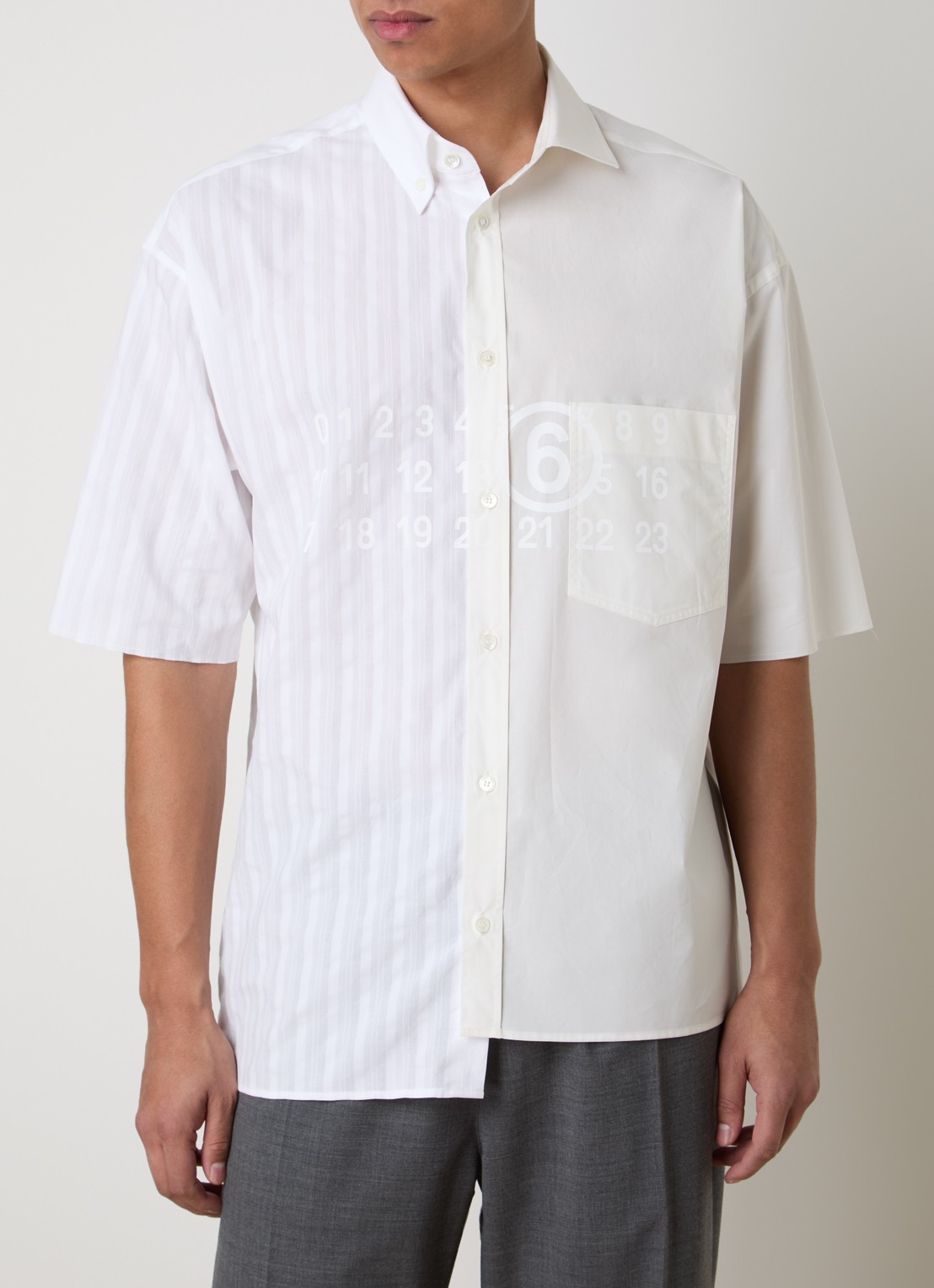 MM6 Regular fit overhemd met logoprint en borstzak - detail 2 wit