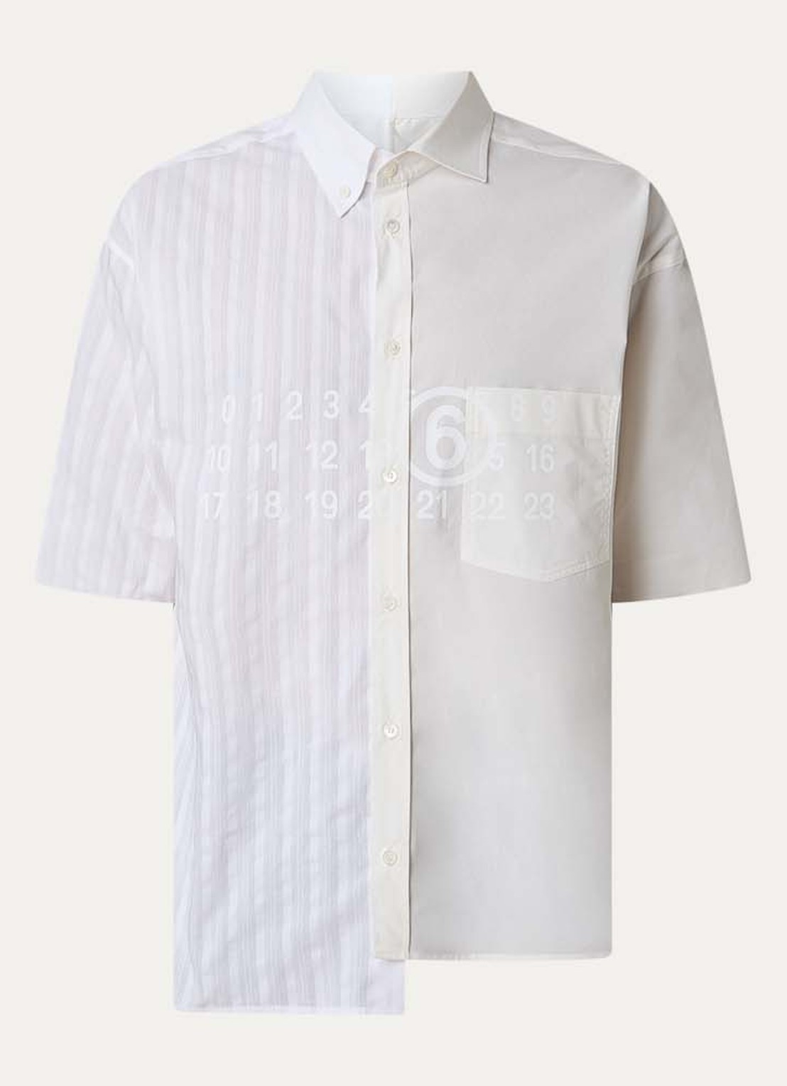MM6 Regular fit overhemd met logoprint en borstzak - voorkant 4 wit