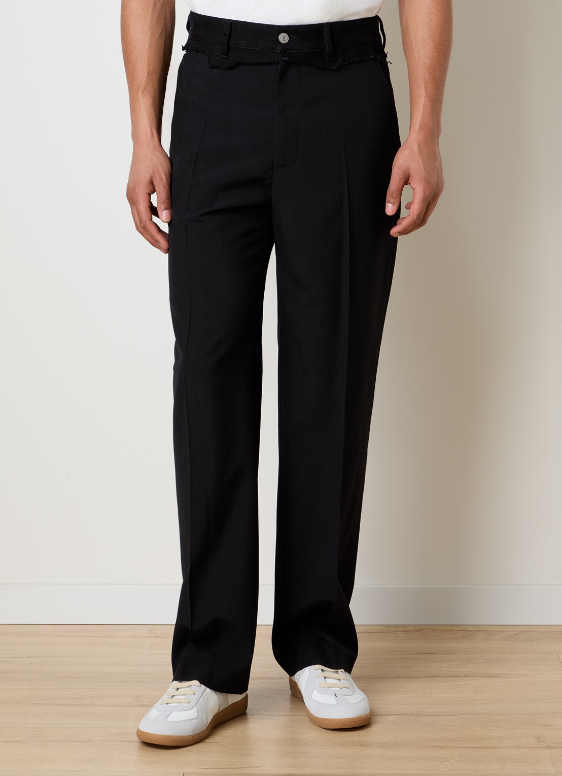 MM6 Straight fit broek in wolblend met steekzakken - detail 2 zwart