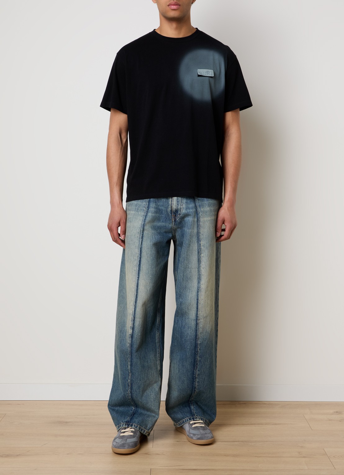 MM6 T-shirt met logoprint - voorkant 5 zwart