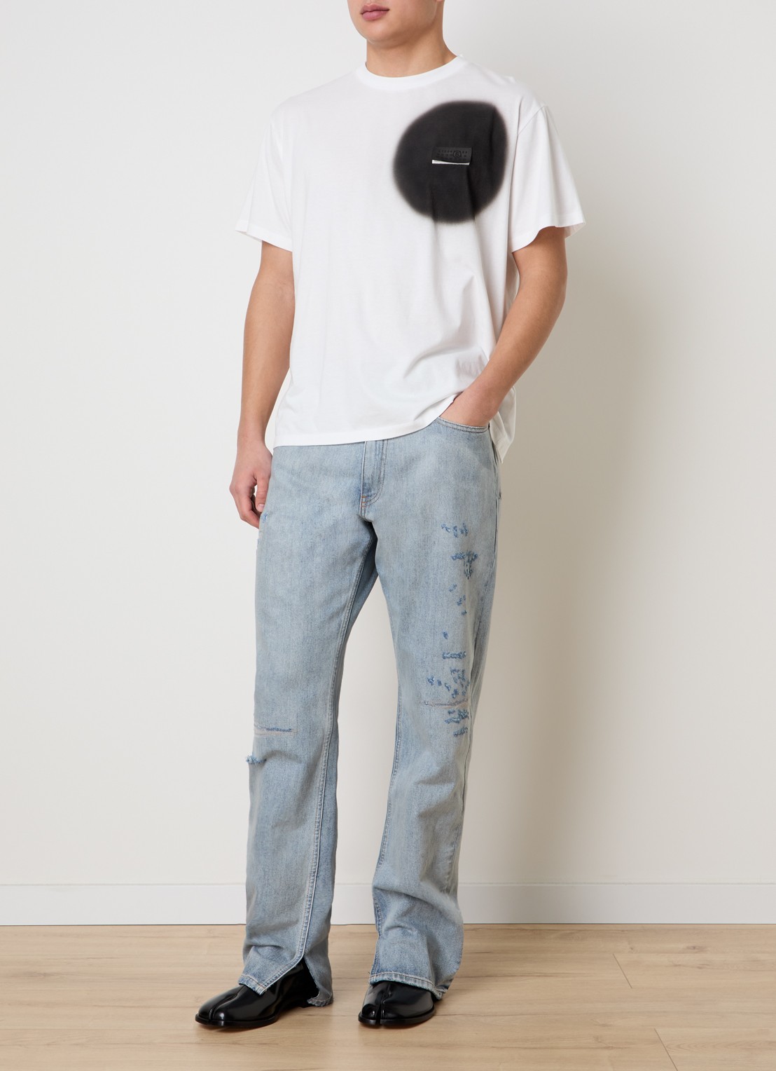 MM6 T-shirt met logoprint - voorkant 2 wit