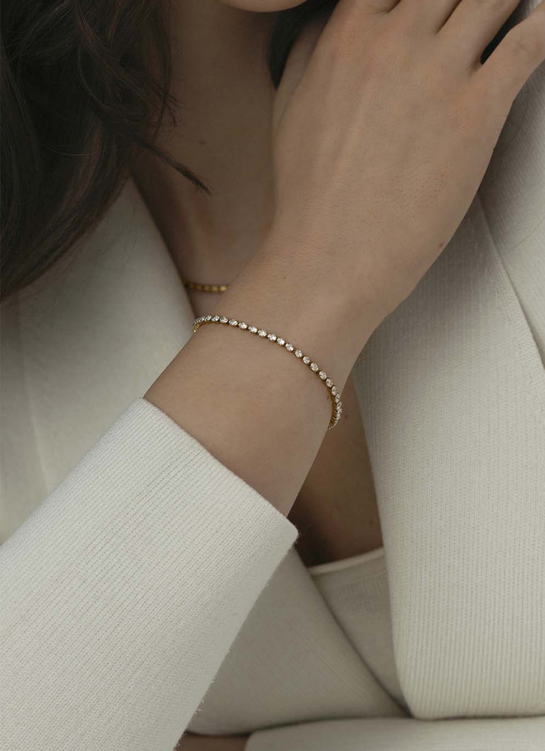 Mockberg Shiny tennisarmband M MB0035 - voorkant 2 goud