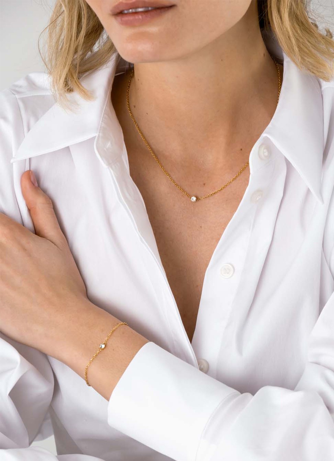Mockberg Thin Diamond armband MO562 - voorkant 2 goud