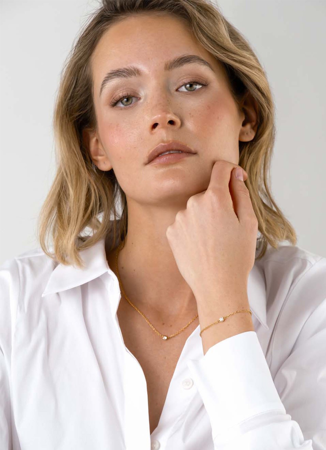Mockberg Thin Diamond ketting MO560 - voorkant 2 goud
