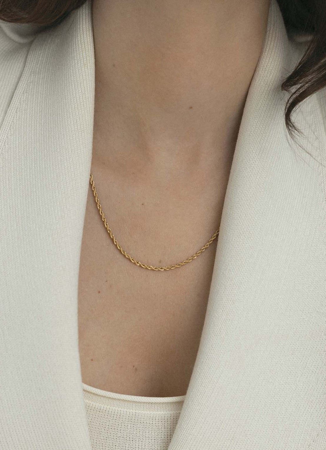 Mockberg Thin Rope ketting MO557 - voorkant 2 goud