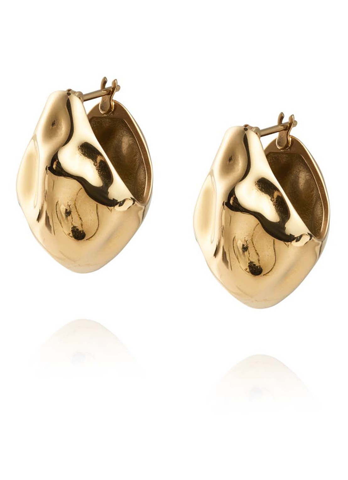 Mockberg Wavy Bolded Drop oorringen MB0171 - voorkant goud