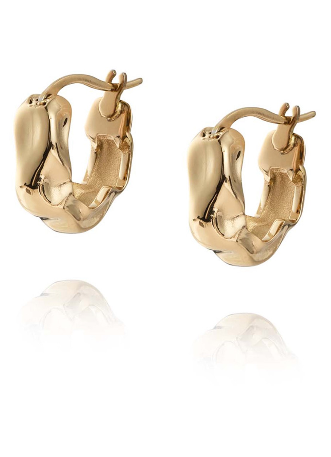 Mockberg Wavy Bolded Mini oorringen MB0167 - voorkant goud