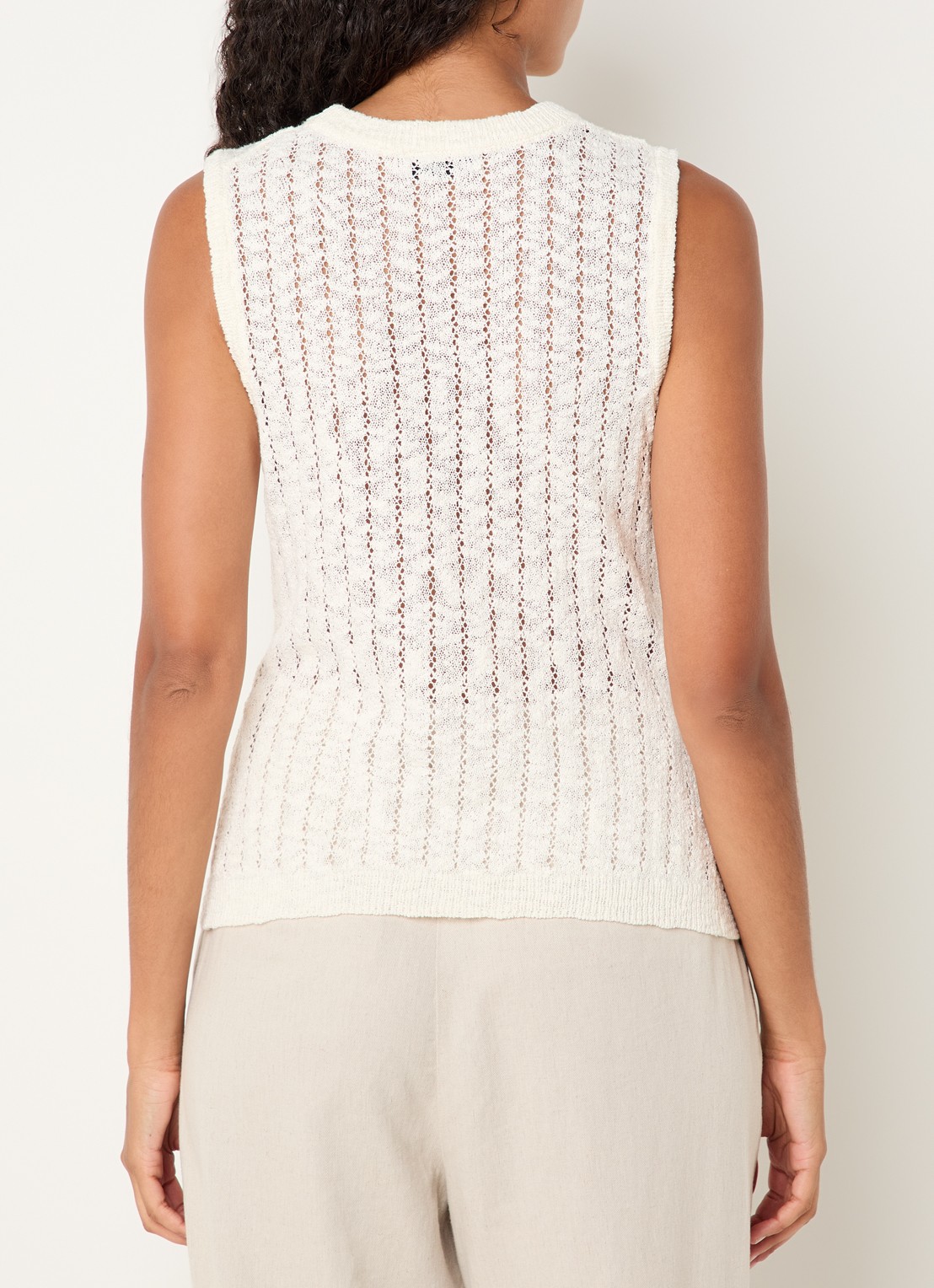 Modström Agnes semi-transparante top met opengewerkt dessin - achterkant creme