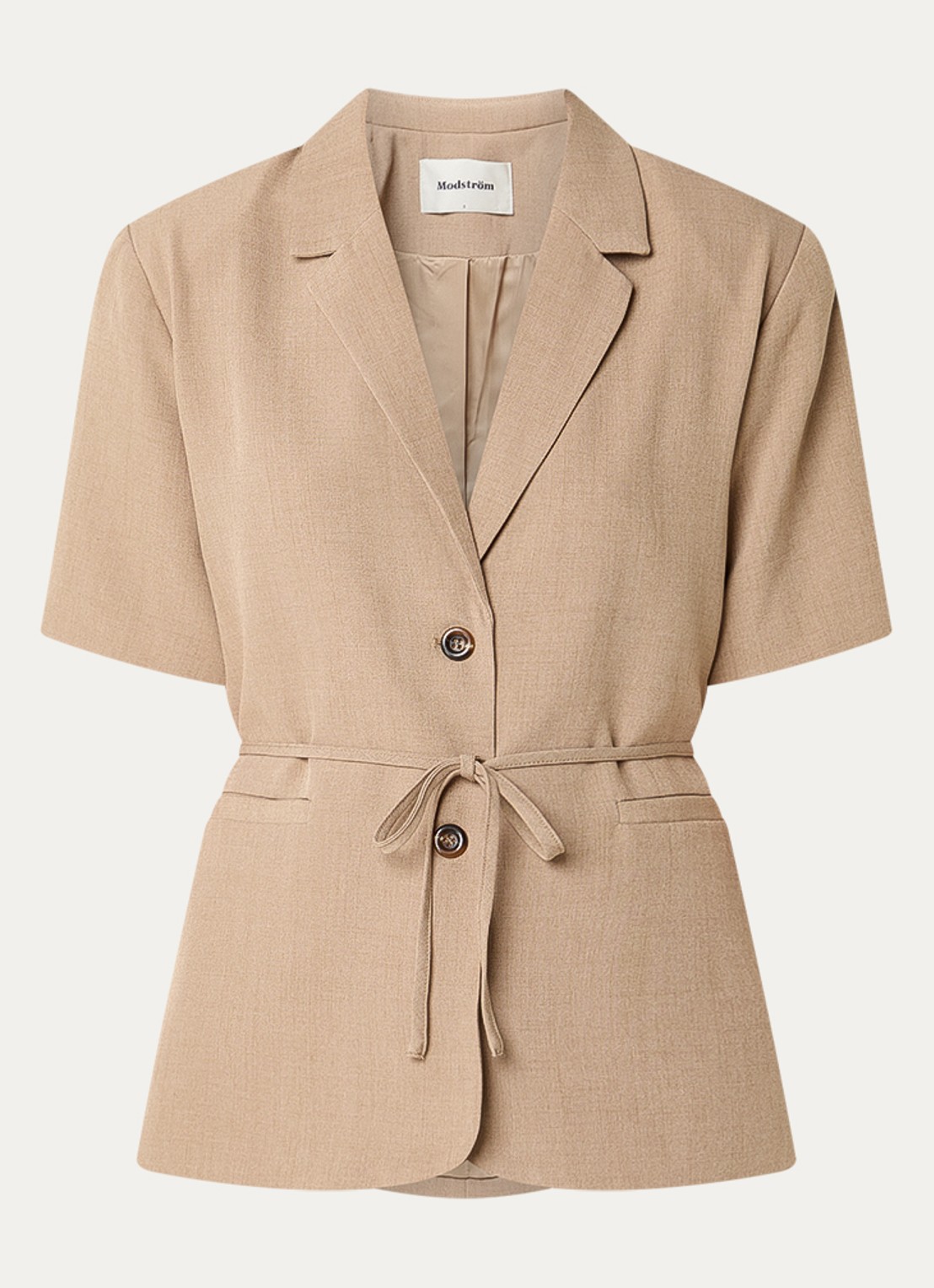 Modström Alaya blazer met trekkoord - voorkant 2 camel