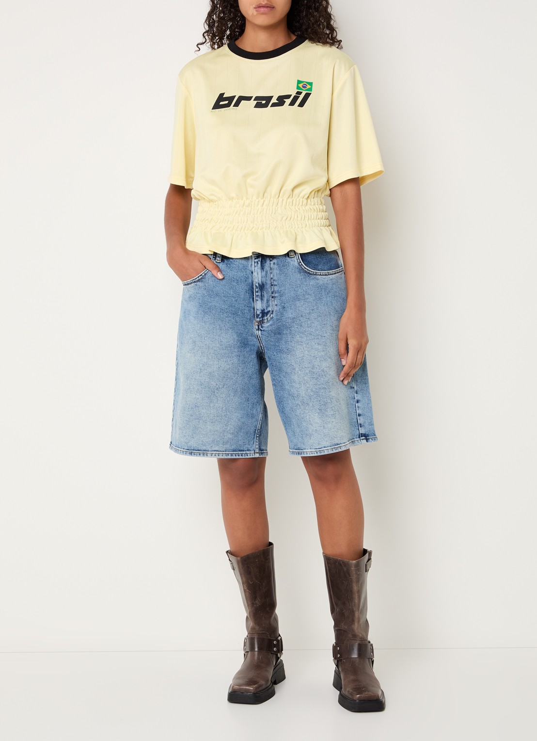 Modström Ansgar T-shirt met print - voorkant 3 lichtgeel