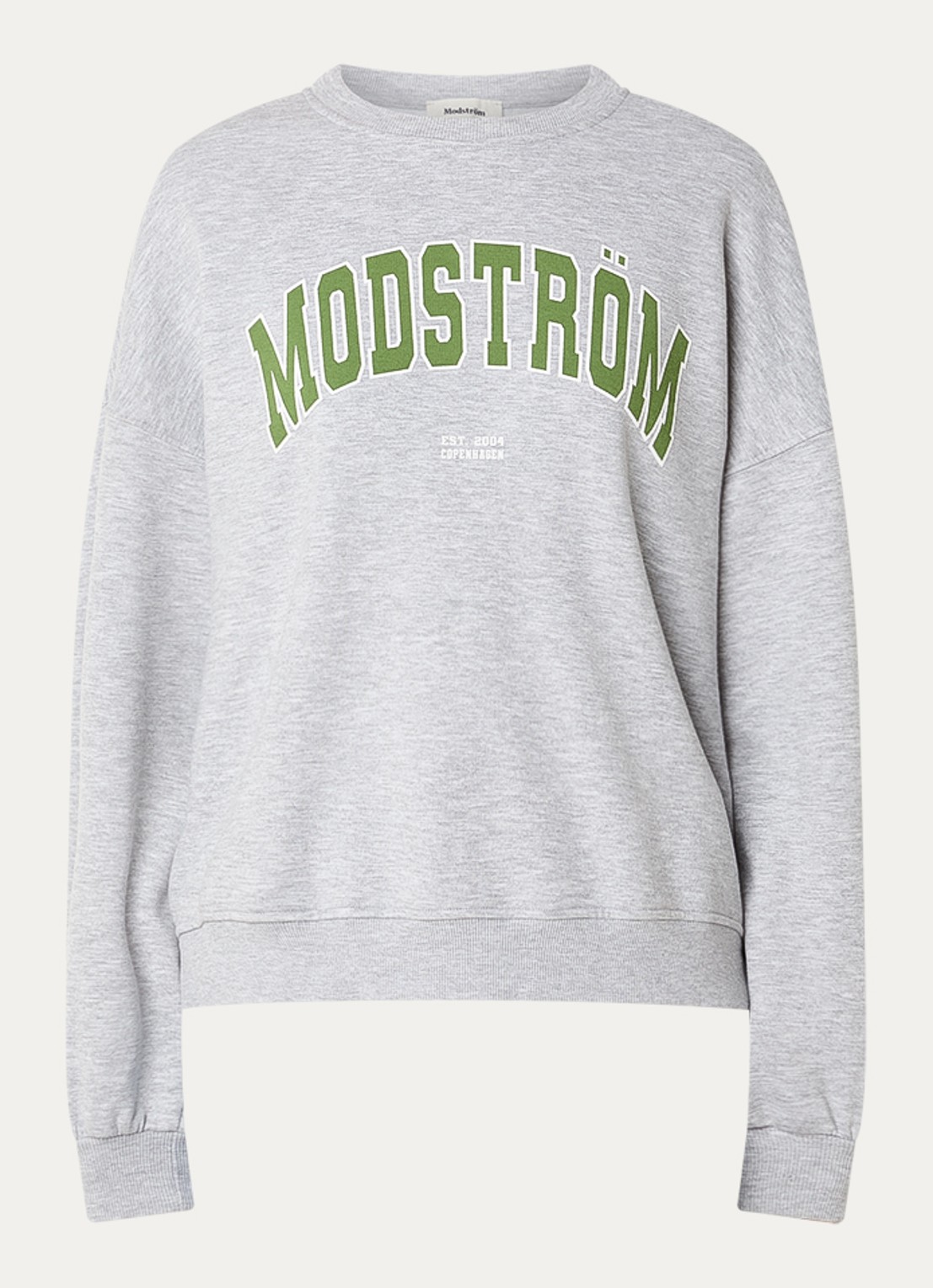 Modström Bakir sweater met logoprint - voorkant 3 grijsmele