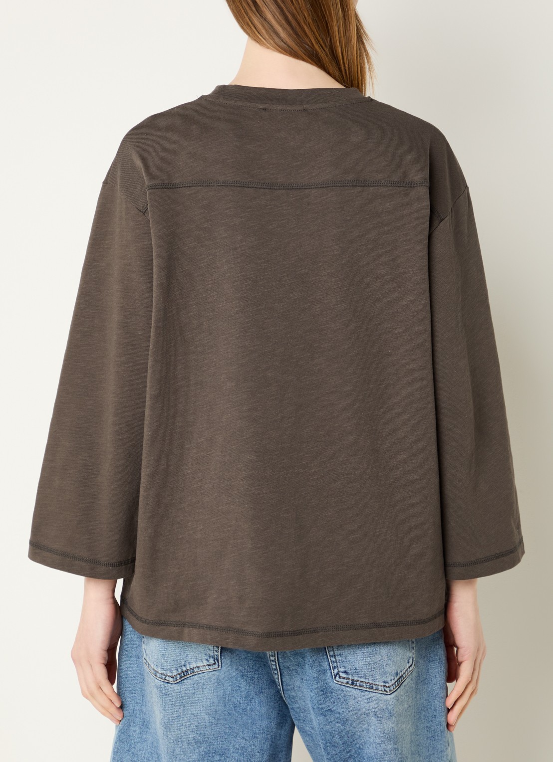 Modström Bamboo T-shirt met logoprint - achterkant 3 hazelnootbruin