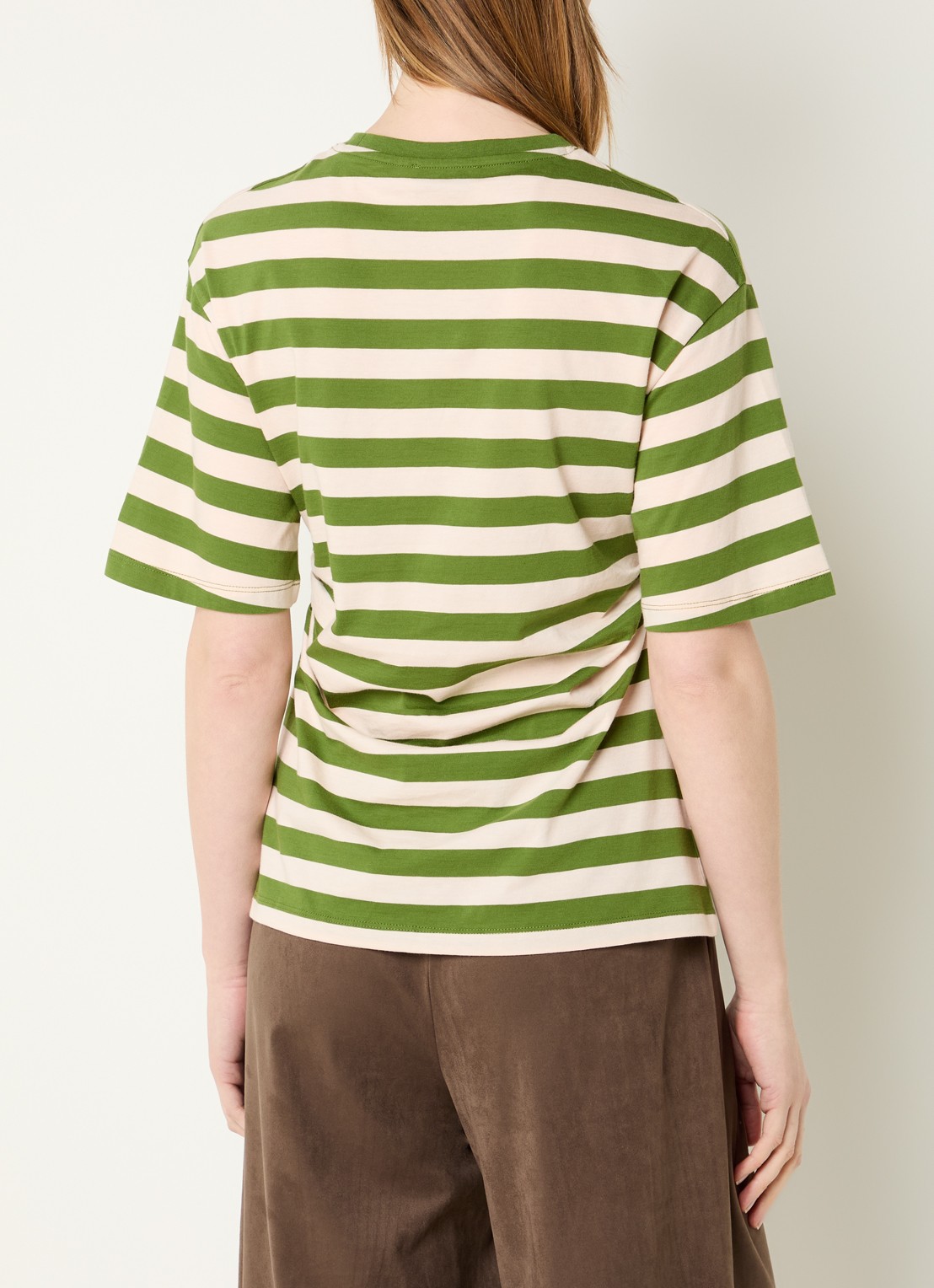 Modström Barney T-shirt met streepprint en plooidetail - achterkant 3 groen