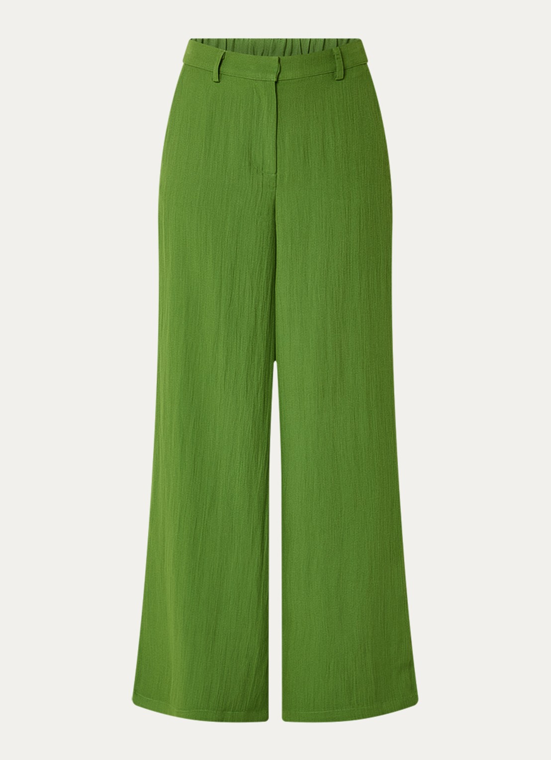 Modström Benitta mid waist wide fit pantalon van crêpe - voorkant groen