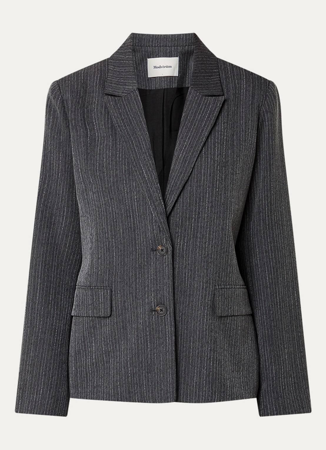 Modström Birna blazer met krijtstreep - voorkant 3 antraciet