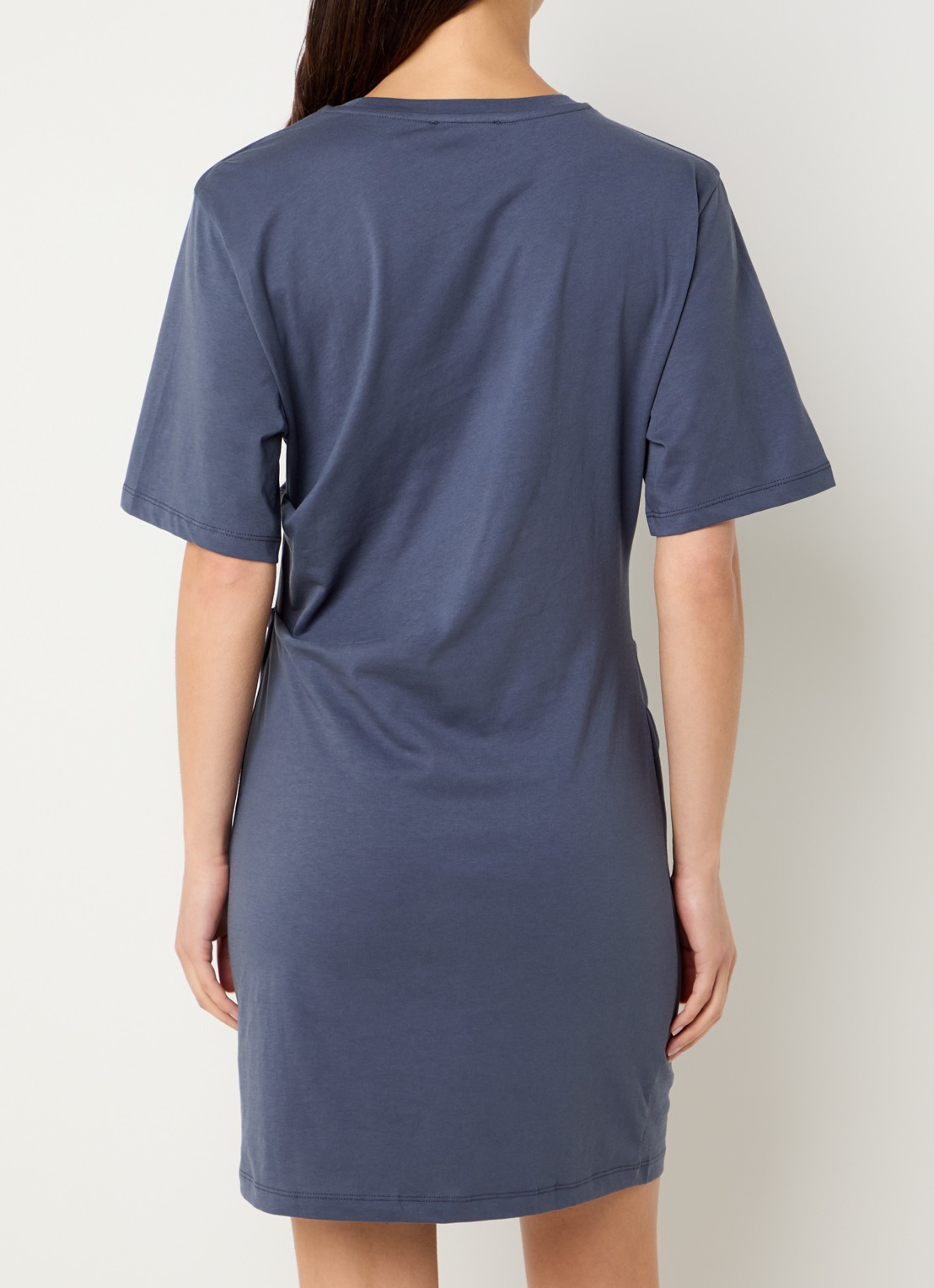Modström Brazil mini jurk van  katoen met plooidetail - achterkant donkerblauw