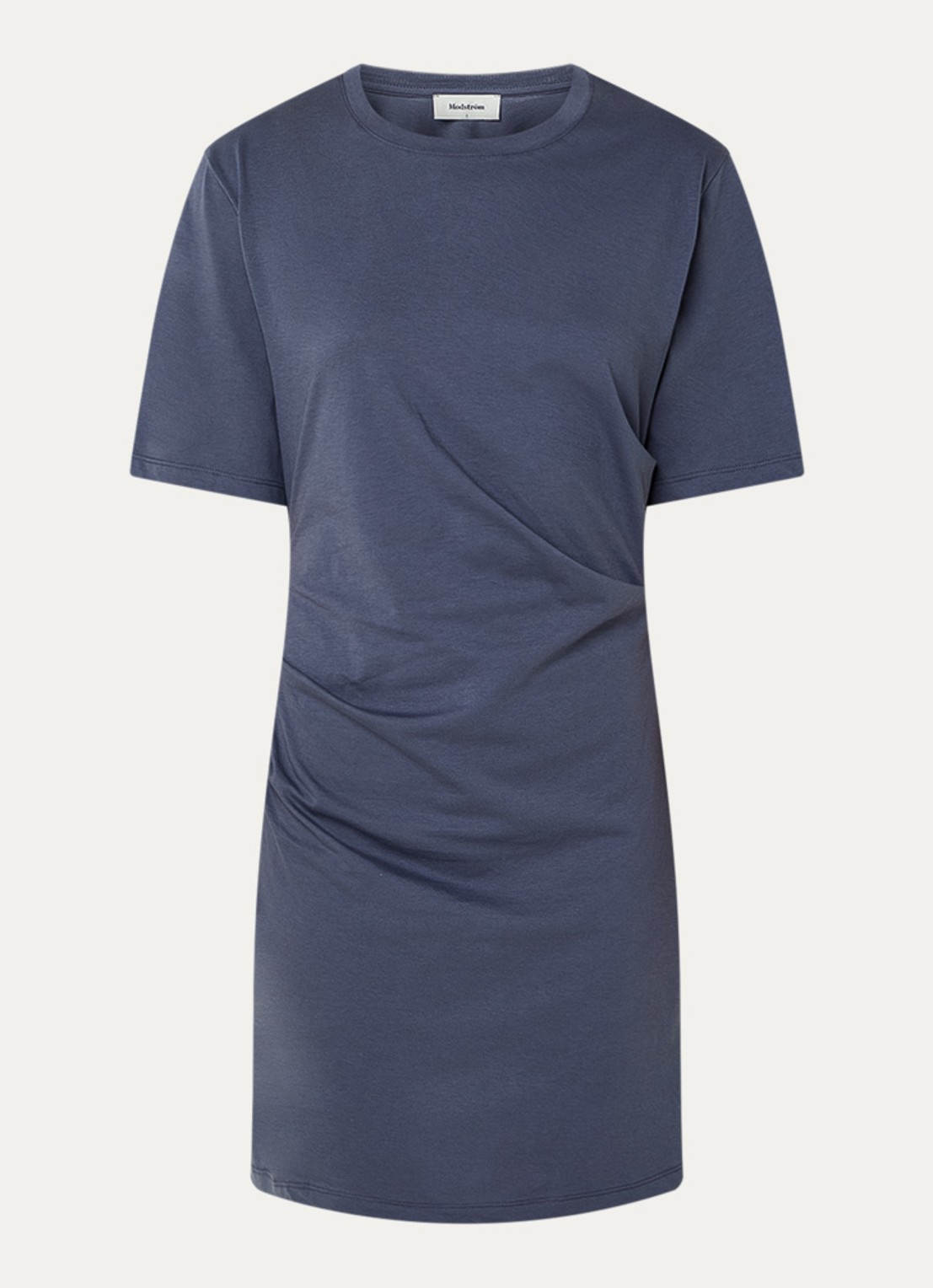 Modström Brazil mini jurk van  katoen met plooidetail - voorkant 3 donkerblauw