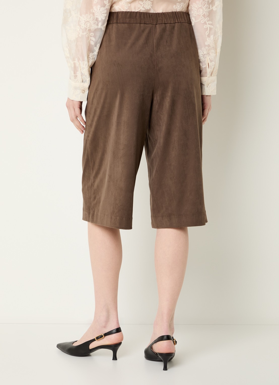 Modström Britney low waist wide fit culotte - achterkant hazelnootbruin