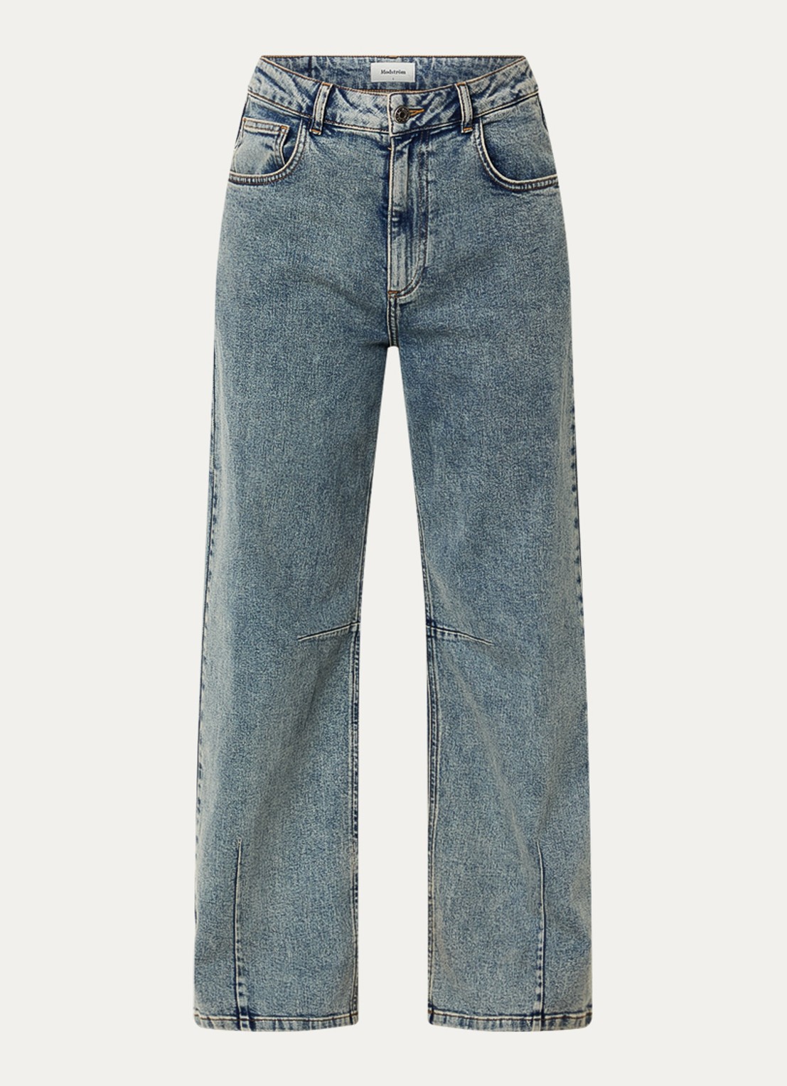 Modström Cille low waist wide fit jeans met medium wassing - voorkant 2 indigo