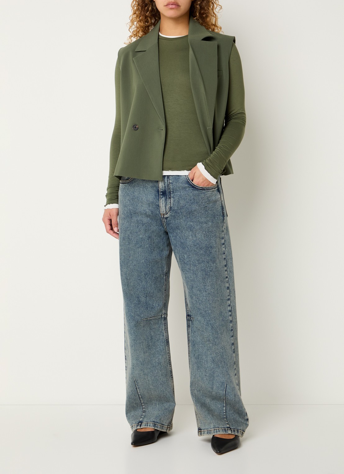 Modström Cille low waist wide fit jeans met medium wassing - voorkant 3 indigo