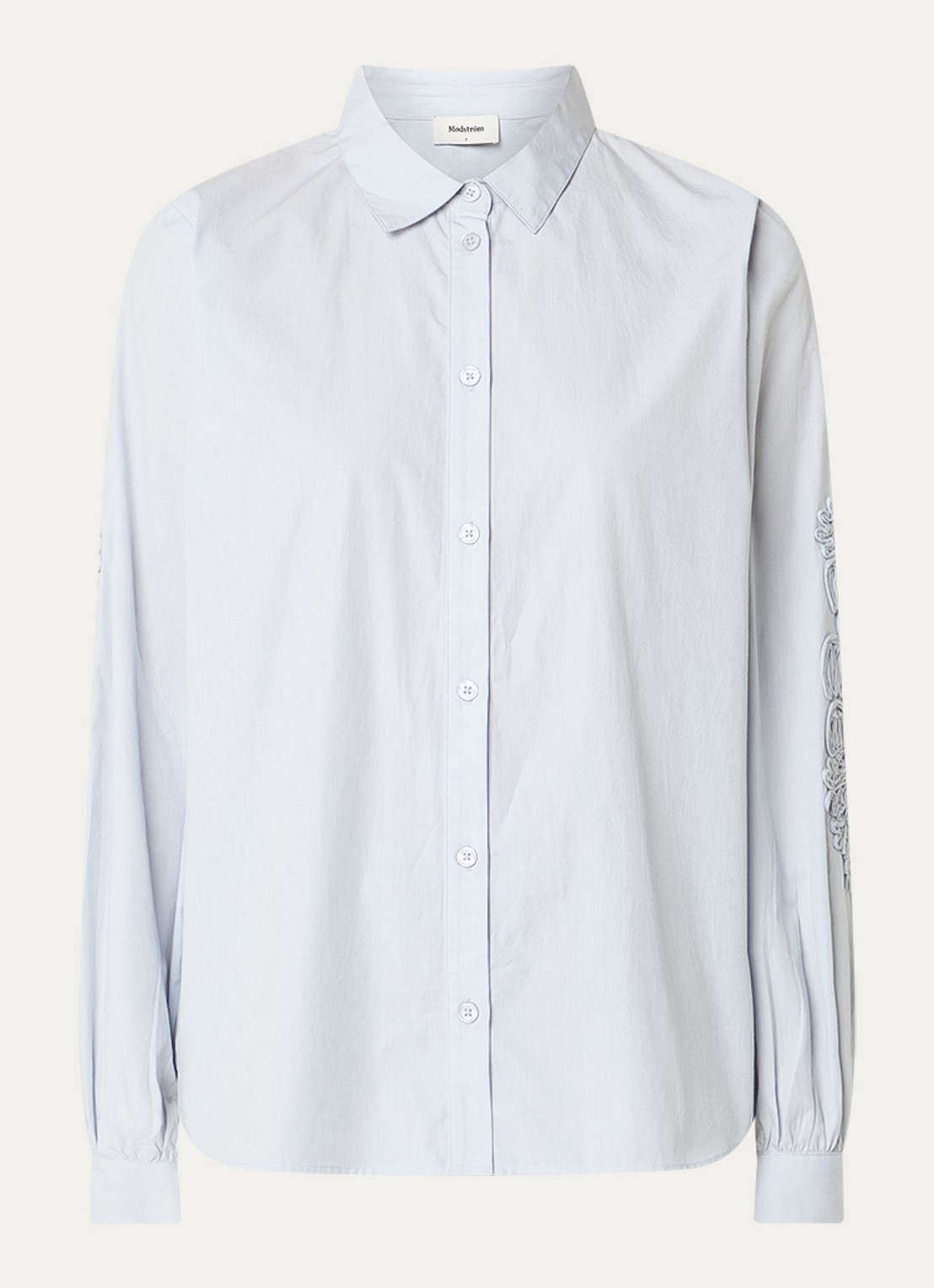 Modström Columbus blouse met borduring - voorkant 2 lichtblauw