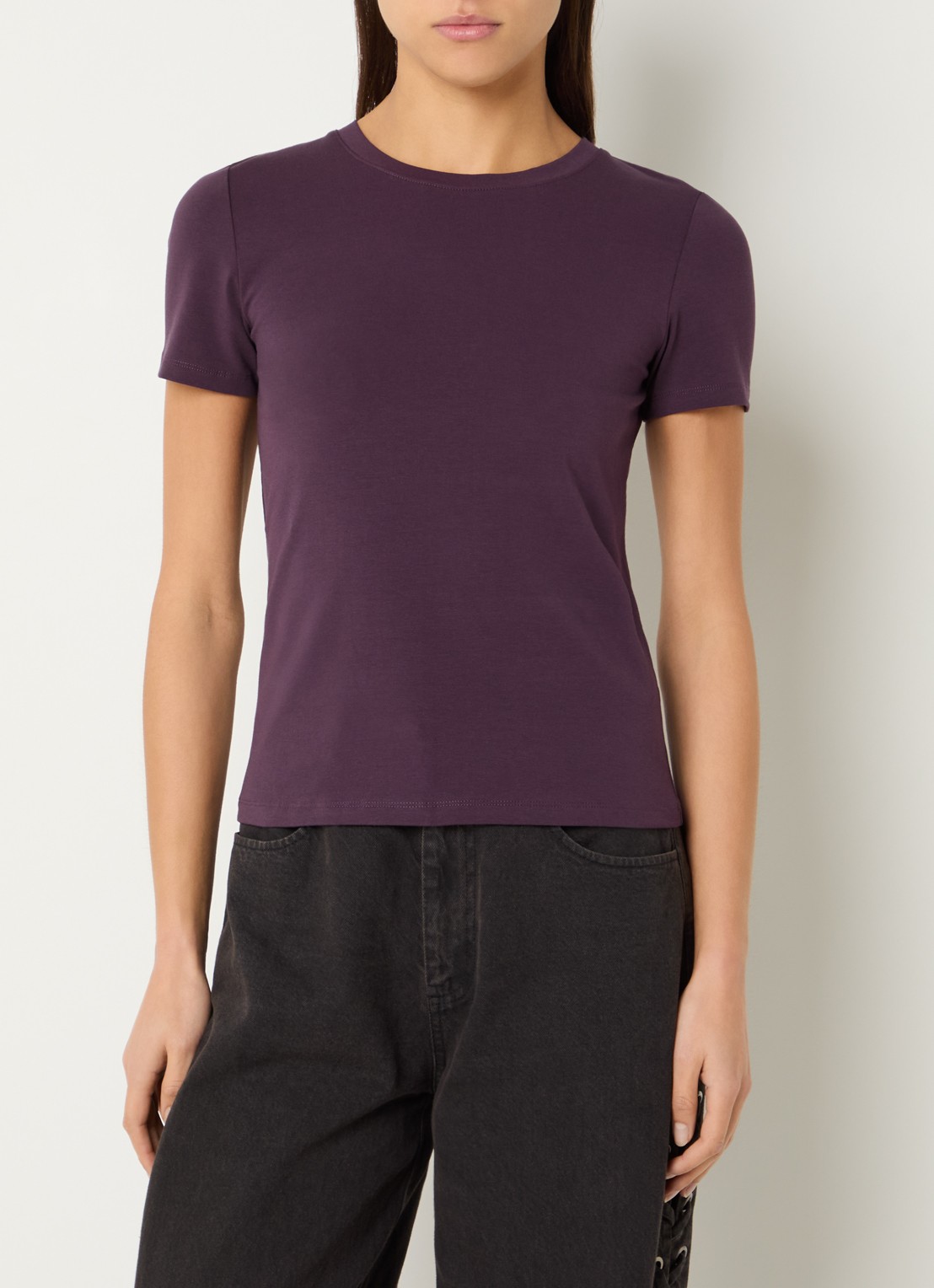 Modström Dae T-shirt met ronde hals - detail 4 aubergine