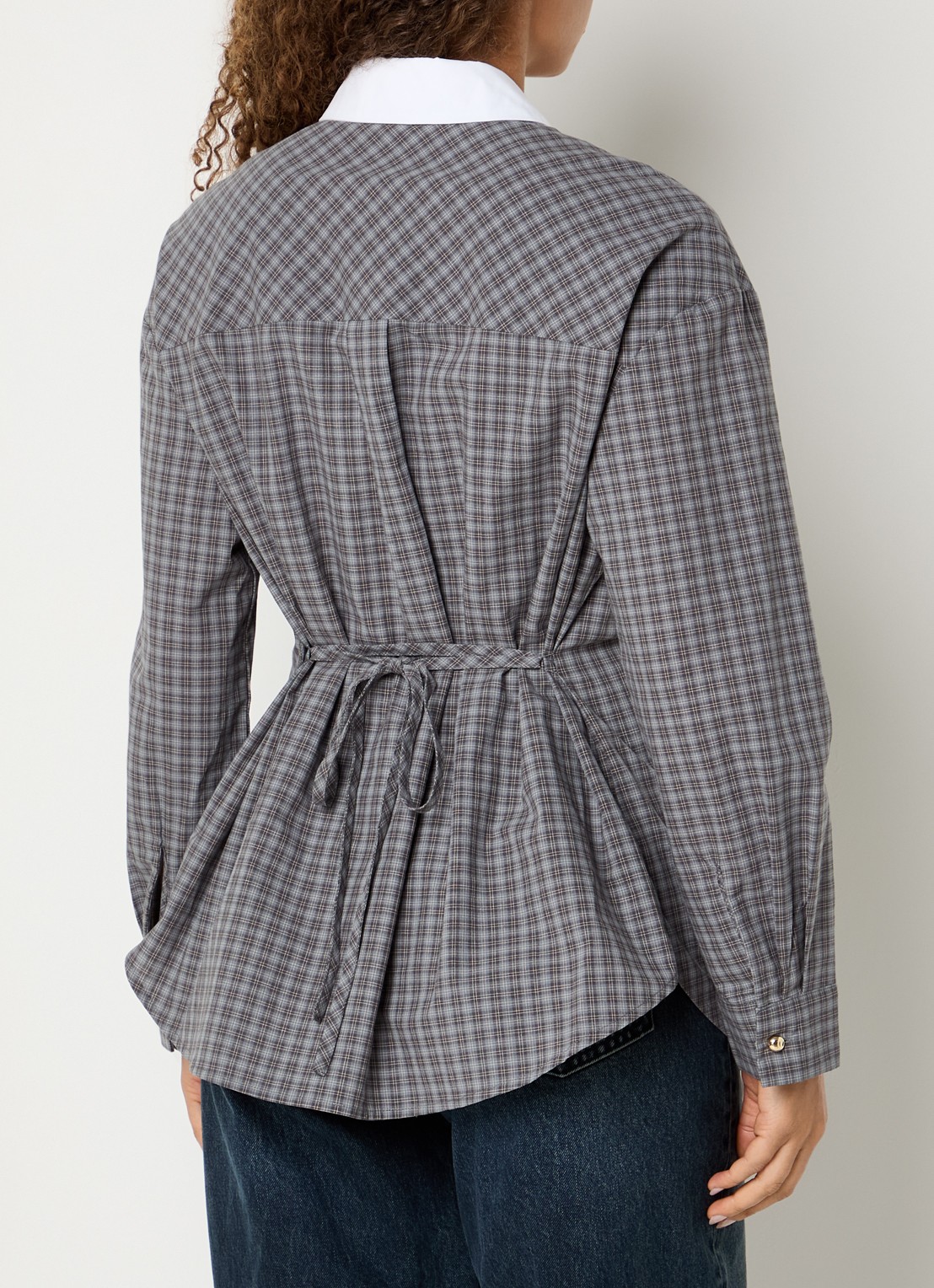 Modström Damaris blouse met ruitdessin - achterkant 2 antraciet