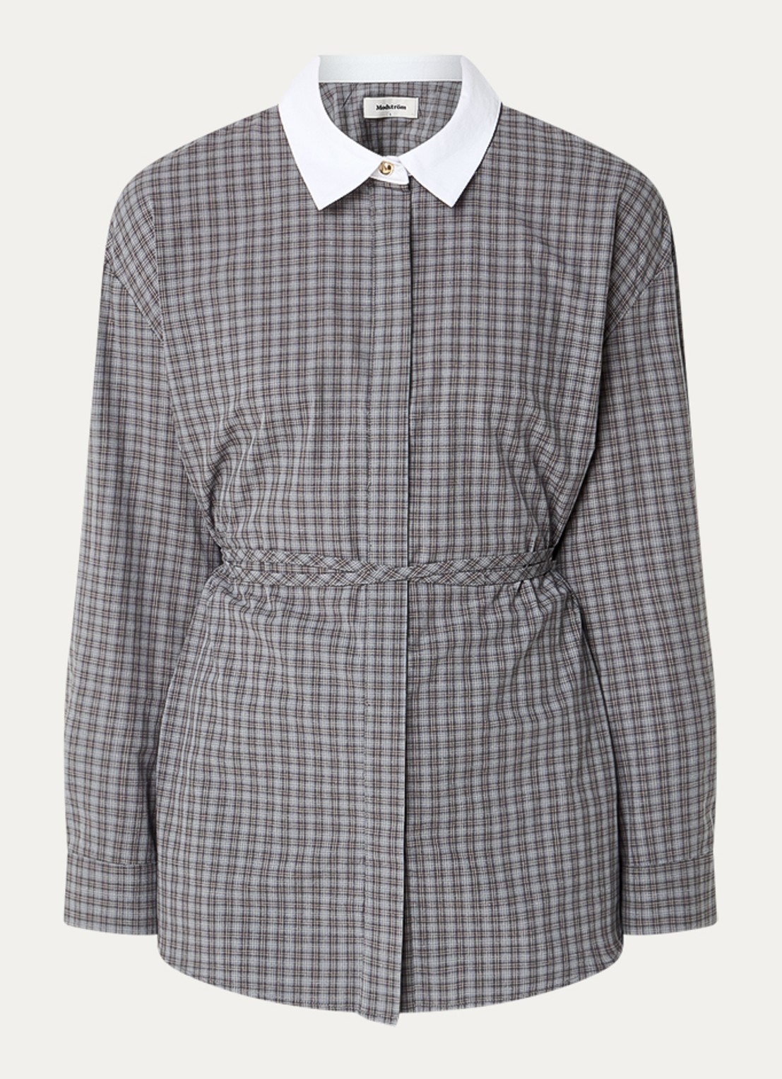 Modström Damaris blouse met ruitdessin - voorkant 3 antraciet