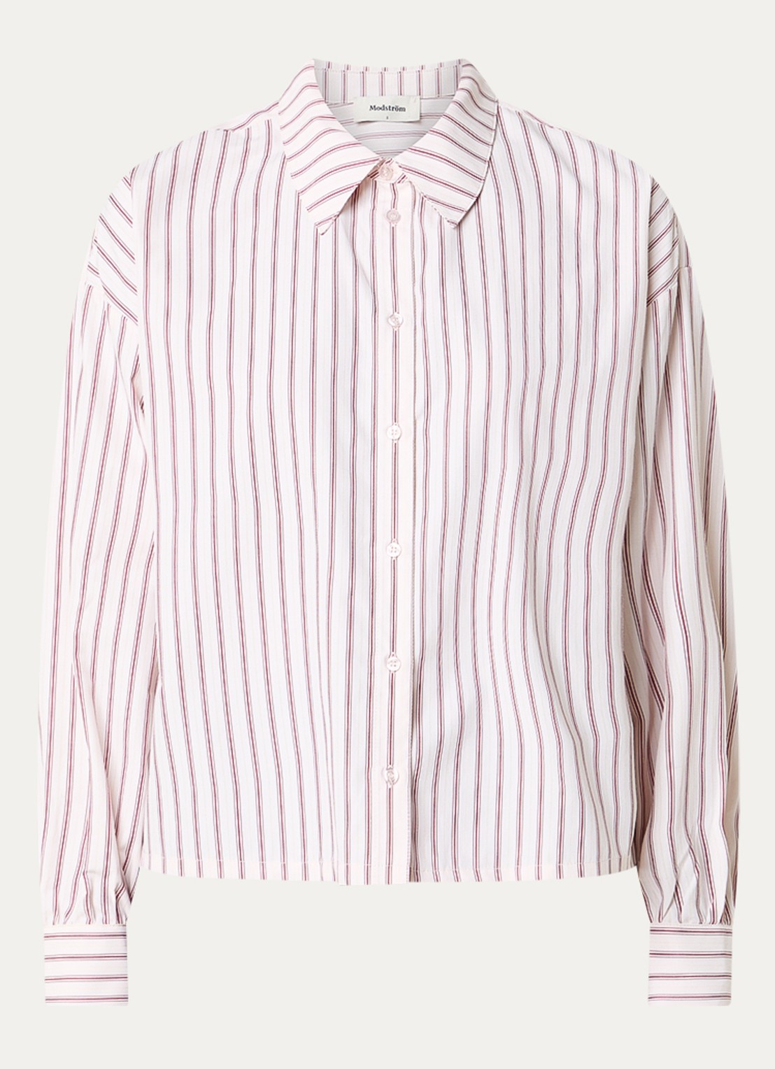 Modström Dilan blouse met split en streepprint - voorkant 3 bordeauxrood