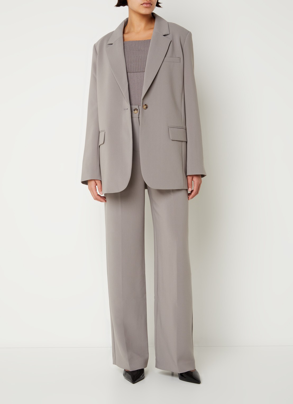 Modström Gale blazer met klepzakken - voorkant 2 grijs