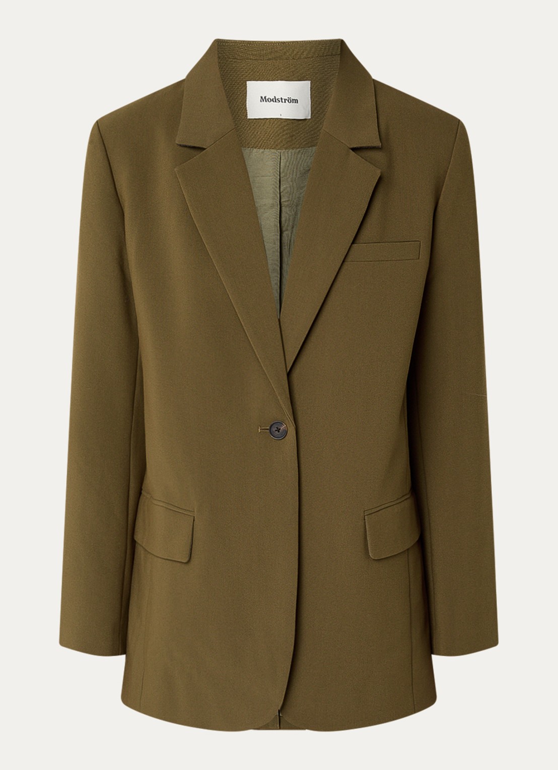 Modström Gale blazer met klepzakken - voorkant mosgroen
