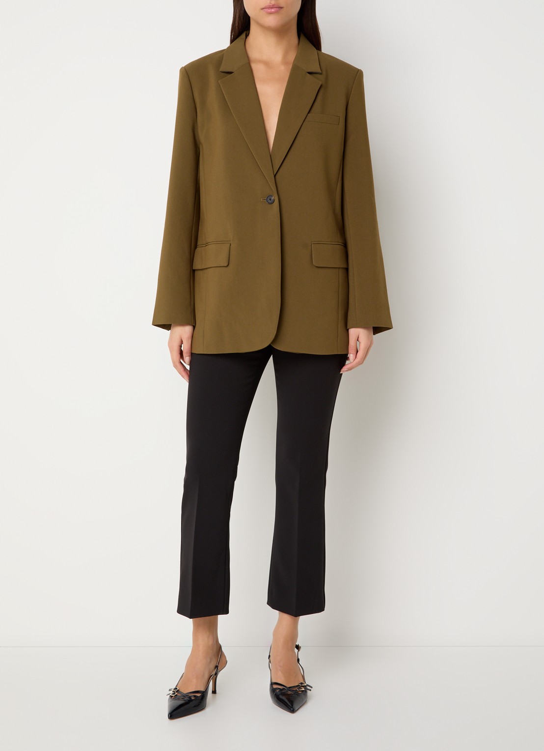 Modström Gale blazer met klepzakken - voorkant 2 mosgroen