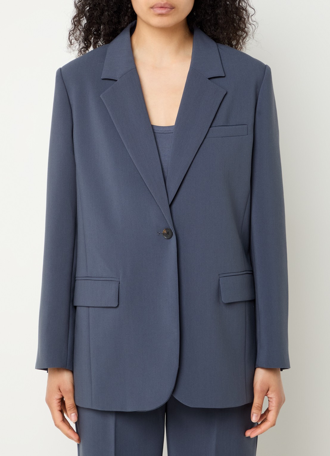 Modström Gale blazer met klepzakken - detail 3 staalblauw