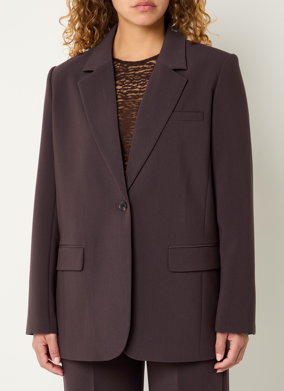 Modström Gale blazer met klepzakken - detail 2 donkerbruin